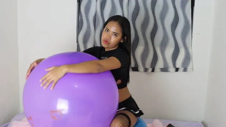 Sexy Police officer Stella Hugs Kisses And Licks Your Huge Purple Balloon