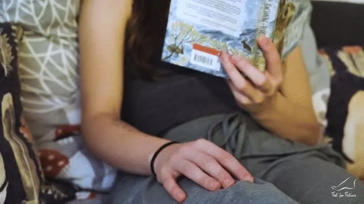 Bare feet close-ups of a relaxing student girl