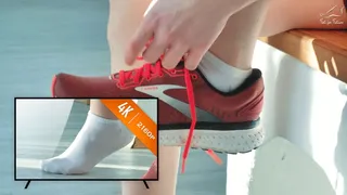 Sweaty Girl Sock Removal of a Sports Beauty - 4K MP4