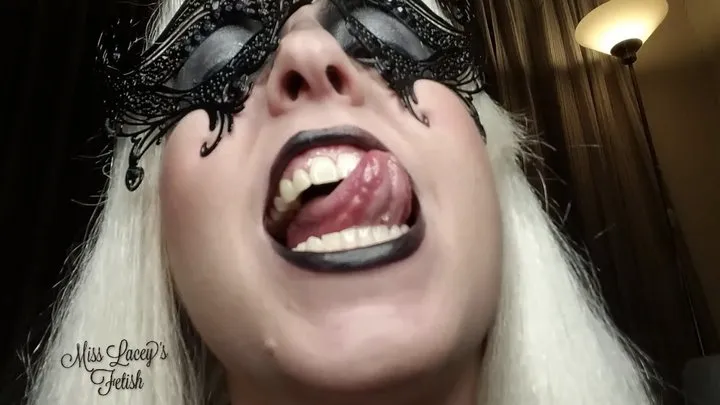 Miss Lacey's Sexy Mouth and Vibrating Uvula Wearing Black Lipstick