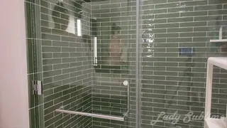 Hot Fatty Fucks Dildo in the Shower