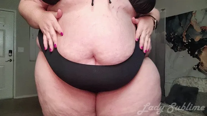 SSBBW Black Bikini Catwalk in Heels