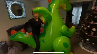 Inflating my huge giant rare green dragon then I ride it