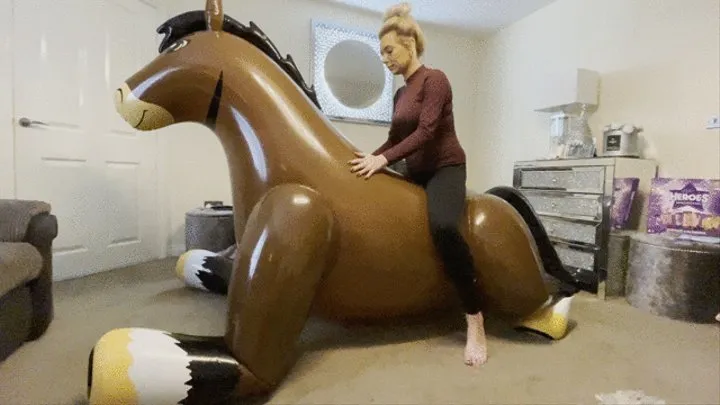 Playing on my giant horse smoking then cigarette pop