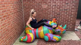 Inflatable rhino cigarette plus high heels pop