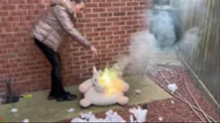 Destroy and burning plush chair