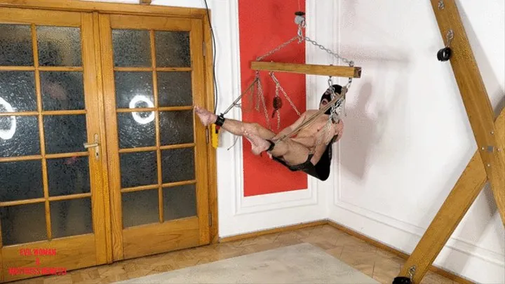 EvilWoman: Two Mistresses fucking slave on hanging machine