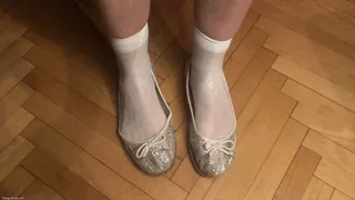 BORROWED OVERSIZED FLATS AND WHITE NYLON SOCKS