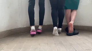 THREE GIRLS IN CROCS CLOGS