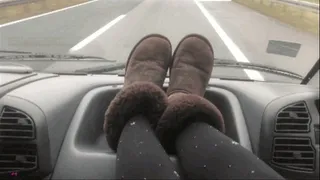 UGG BOOTS AND STINKY PANTYHOSE ON A CAR DASHBOARD KIRA (PART 2)