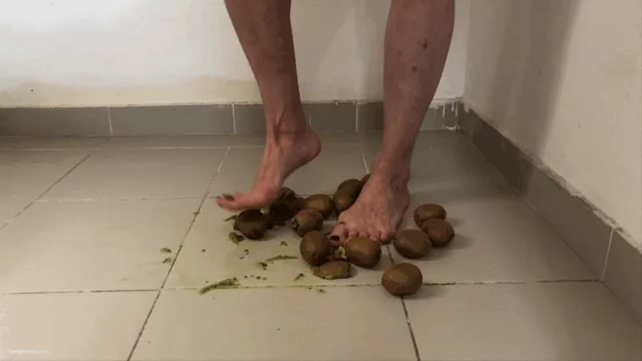 CRUSHING BUNCH OF KIWIS UNDER MY BIG BARE FEET