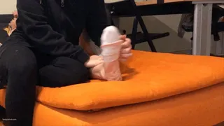 SOCKS OFF AND TICKLED GIRL WITH VERY TICKLISH FEET