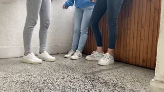 GIRLS CRUSHING CIGARETTES IN DIFFERENT SHOES SMOKE BREAK COMPILATION