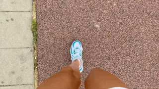 VENTING MY STINKY FEET ON A PARK BENCH