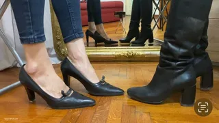 TWO GIRLS TOE TAPPING AND HEEL TAPPING IN BOOTS AND HEELS