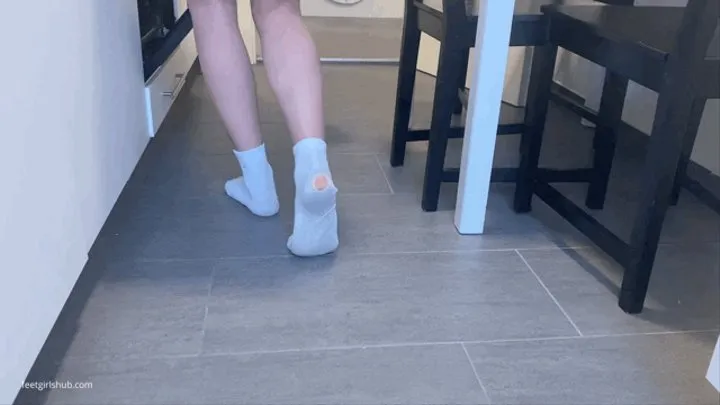 COOKING IN RIPPED AND DIRTY WHITE SOCKS