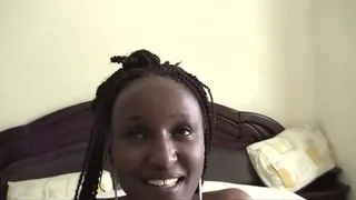 African beauty shows her pussy then sucks white dick and gets pussy fucked