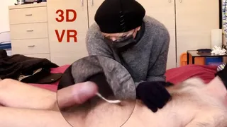 CFNM long teasing handjob with winter gloves leads to hands free cumshot 3D VR