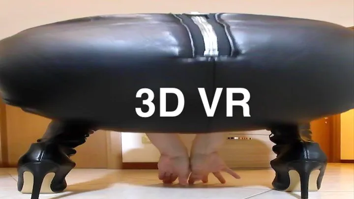 Leather boots and leather skirt posing in 3D VR