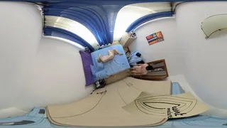 Guy watches MILF masturbating crossed legs and jerking his cock meanwhile VR