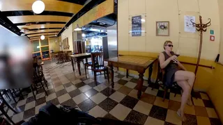 Risky masturbation games in a cafe