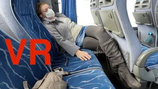 Crossed legs orgasm in a public bus VR