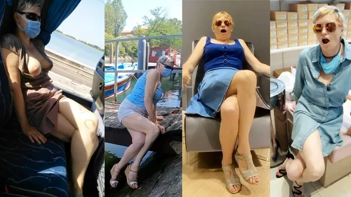 Public crossed legs orgasms compilation