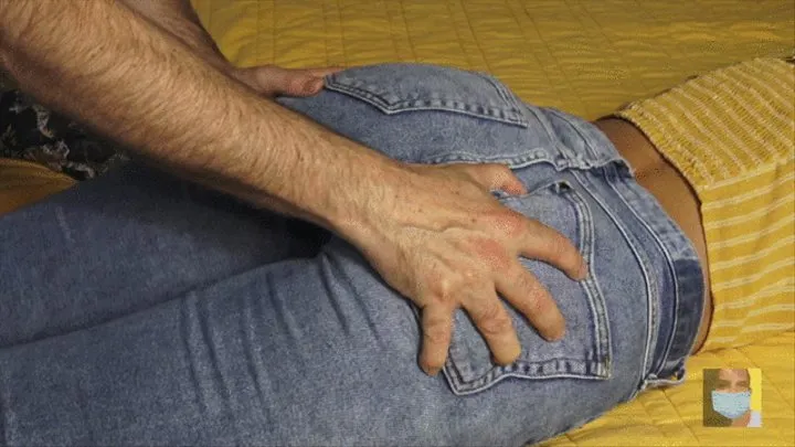 Finger Tease Prone Bone Through Tight Jeans