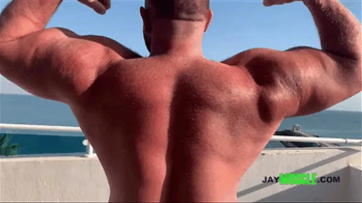 Big dick British muscle god Jack Stacked aka Jay Muscle flex, jerk and cum outdoors