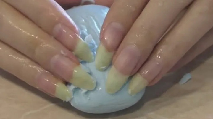 Scratch and claw the soap with nails