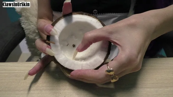 Nails In Action - nails scratching coconut inside