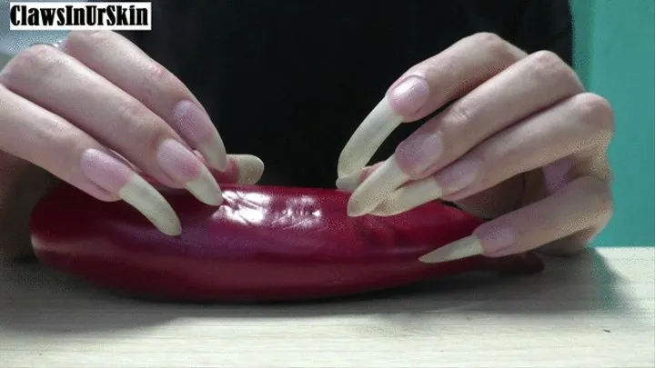 Scratching and cutting pepper with my long nails