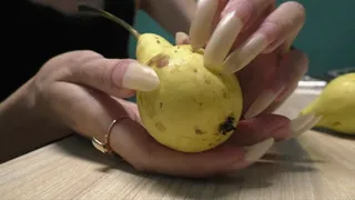 Clawing and crush pear with nails