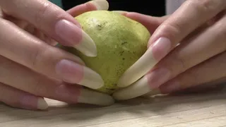 Clawing pear with my long nails