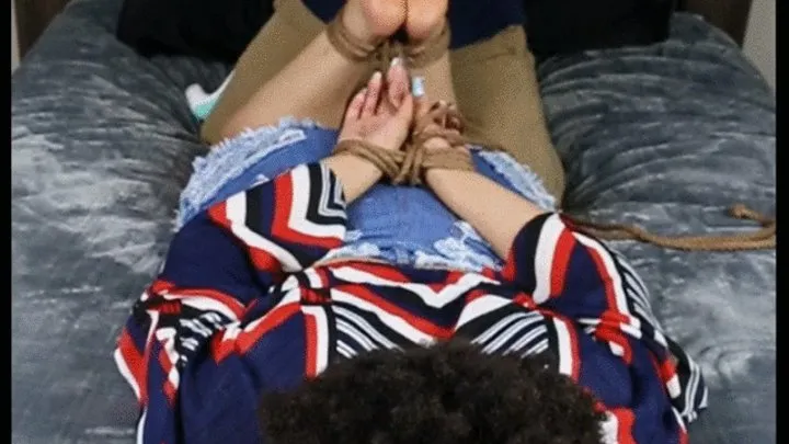 Hogtied tickling feet