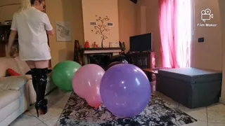 A clumsy scientist tries an experiment with large balloons