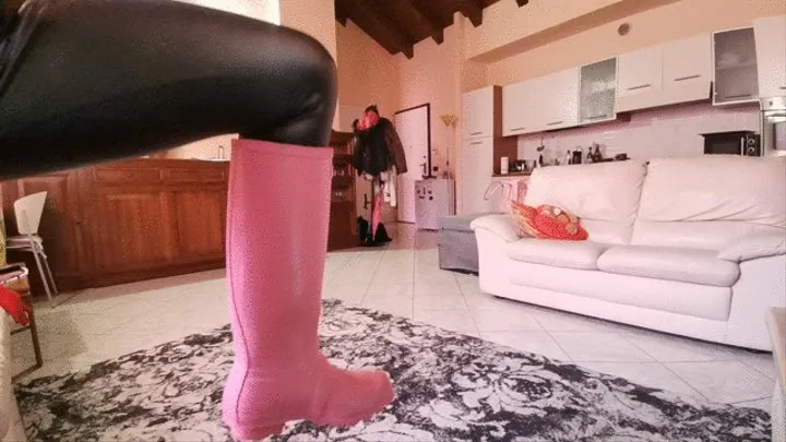 Sexy sprain with pink hunter boots