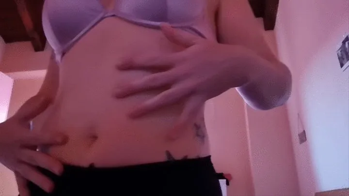 Sensual bellybutton pushing