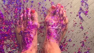 Cum and watch my Perfect Feet glisten in Glitter and Paint