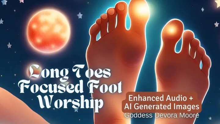 Long Toes Focused Foot Worship Audio with AI generated images: OctoGoddess Hacks your Attention with Her Feet 1080