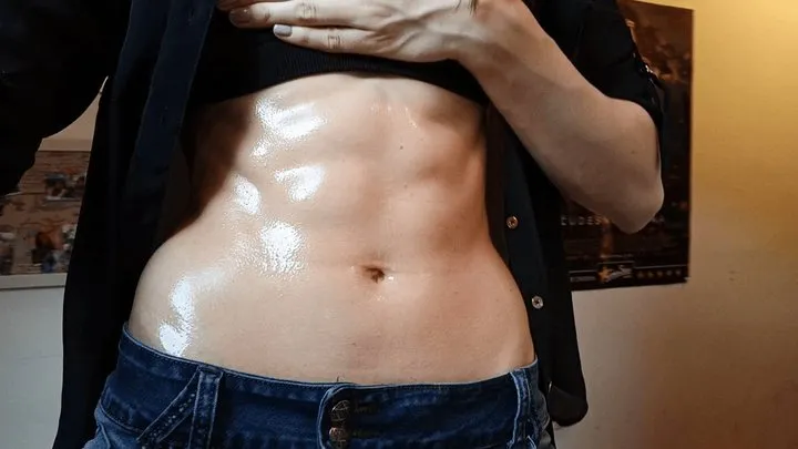 Worshiping my hard and oiled abs