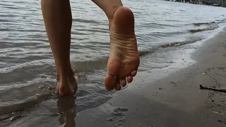 Alexa's bare feet in the sand - repost