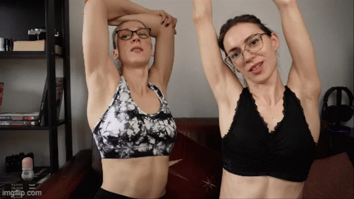 Armpits stretching and shaving