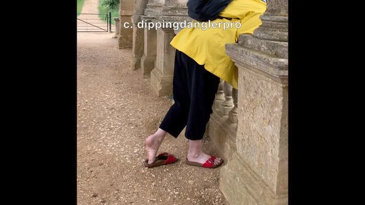 Red Sandals Candid Shoeplay - Stowe Gardens, UK