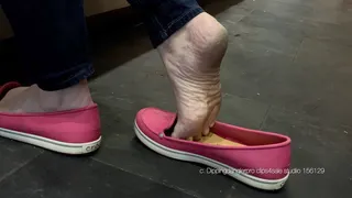Flats Dipping & Grabbing & Swinging Her Shoes With Her Toes