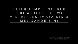 "Double fisting for latex gimp" Maya Sin and Melisande Sin