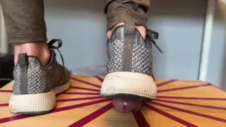 Gray sneakers shoejob on Cockbox with Ballstomping and Cumshot