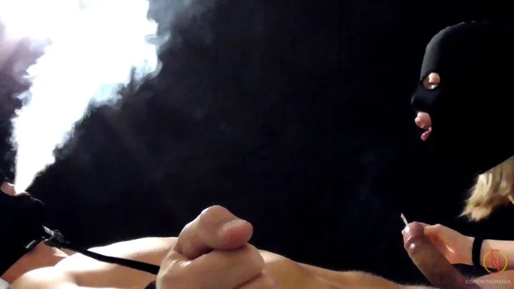 Pine strawberry smoking bondage BJ