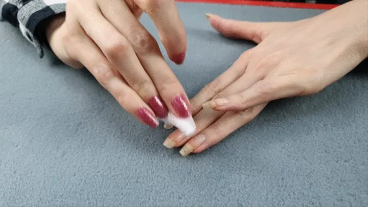 I am washing pink varnish and is showing my long natural nails