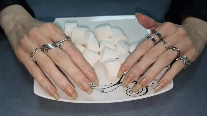 Skewering mousses on nails